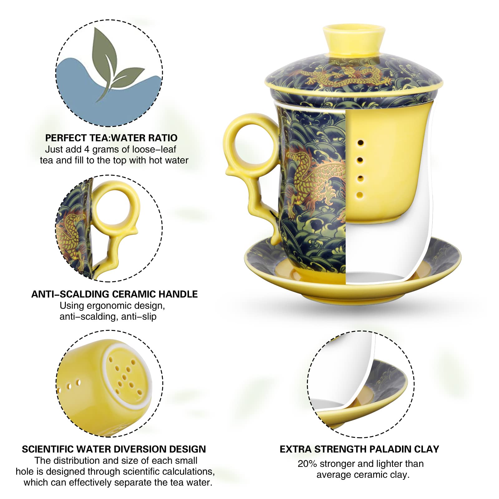 YURROAD strainer keeps tea leaves contained, no residue in your cup.