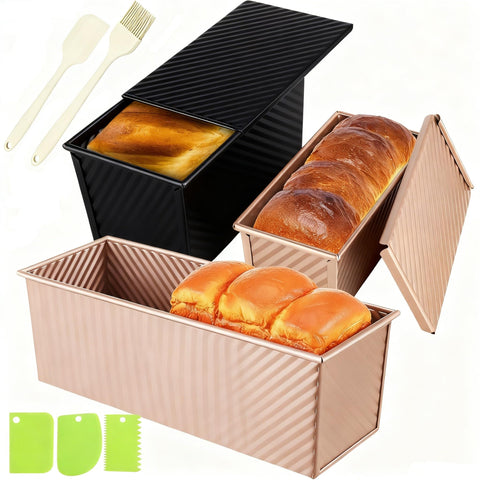 YURTKUMAS Pullman loaf pan set with lids for home baking and sandwich bread