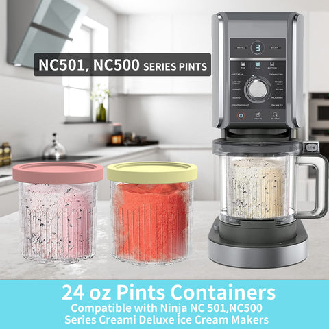 YUSFKJ NC501 pint set with colored lids helps distinguish flavors