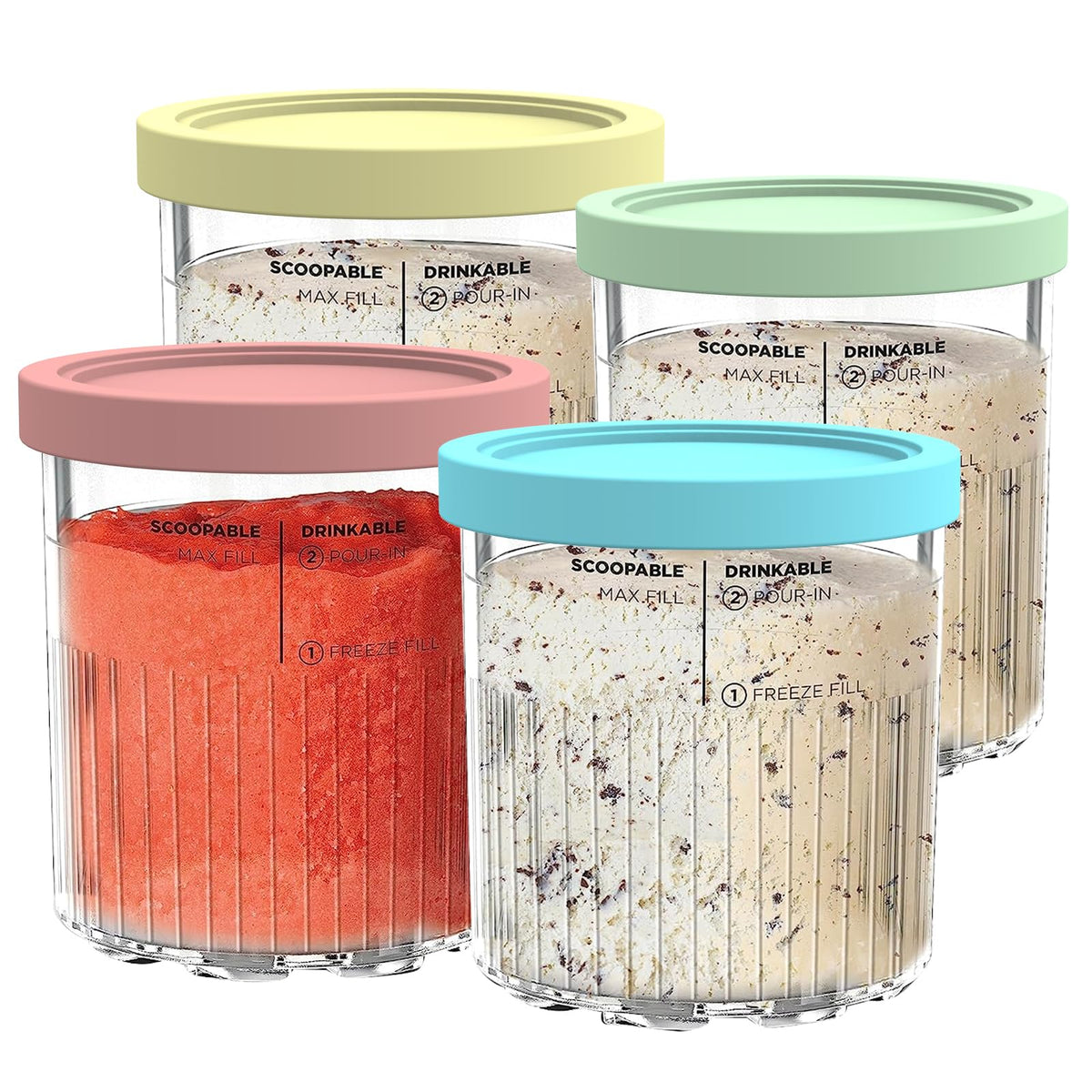 YUSFKJ Ninja Creami NC501 pint with transparent lid for easy flavor ID