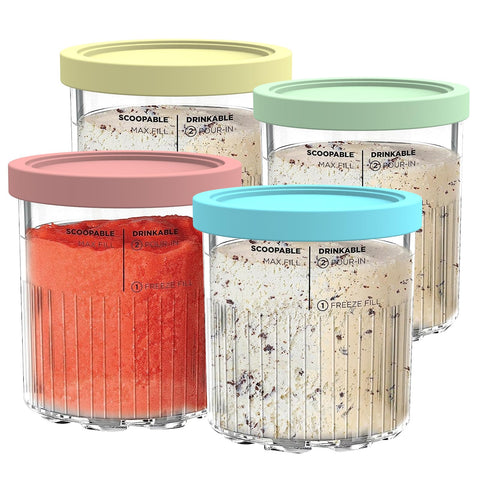 YUSFKJ Ninja Creami NC501 pint with transparent lid for easy flavor ID