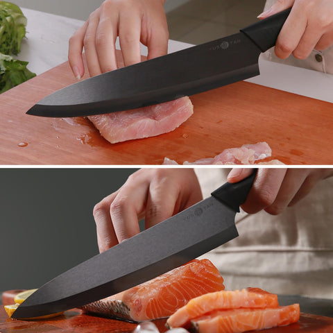 YUSOTAN ceramic knife ready for presentation on the plate.