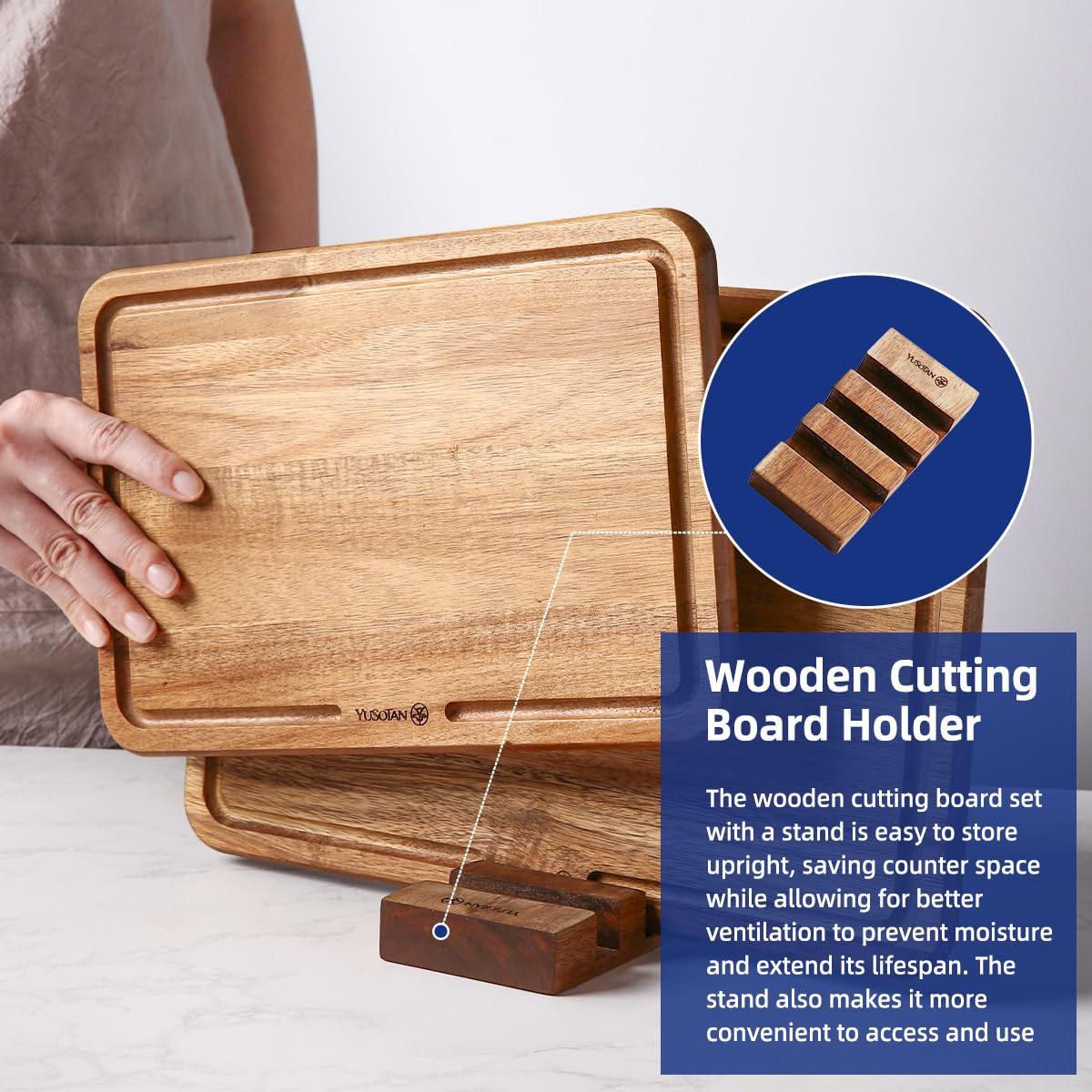 YUSOTAN boards with juice grooves keep your counter clean.