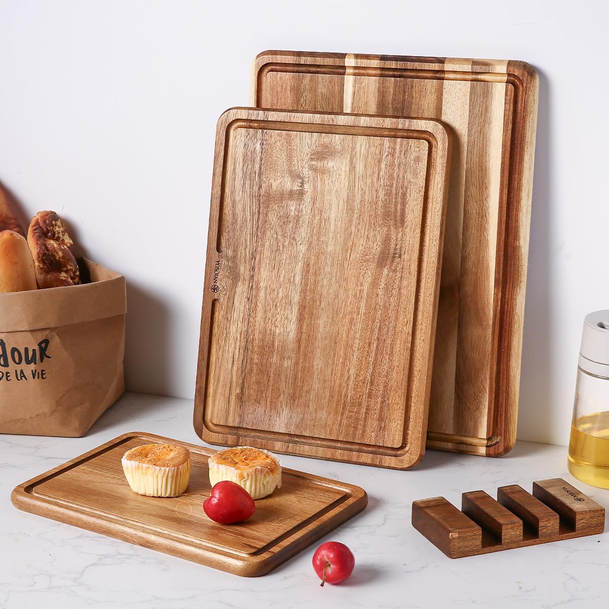YUSOTAN acacia boards measure 16x12 inches for large prep tasks.