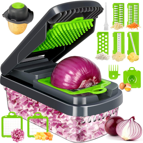 Yusshn 12-in-1 vegetable chopper with non-slip base for stable prep
