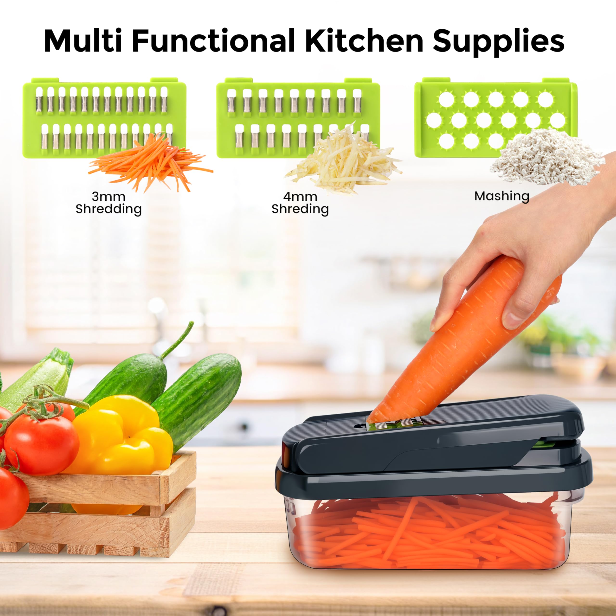 Yusshn wave slicer delivering even vegetable slices