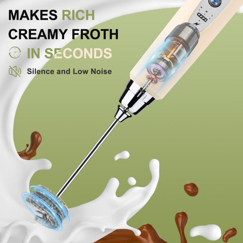 YUSWKO frother ergonomic beige handle for comfortable use