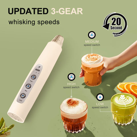 USB charging port on YUSWKO frother showing eco-friendly design
