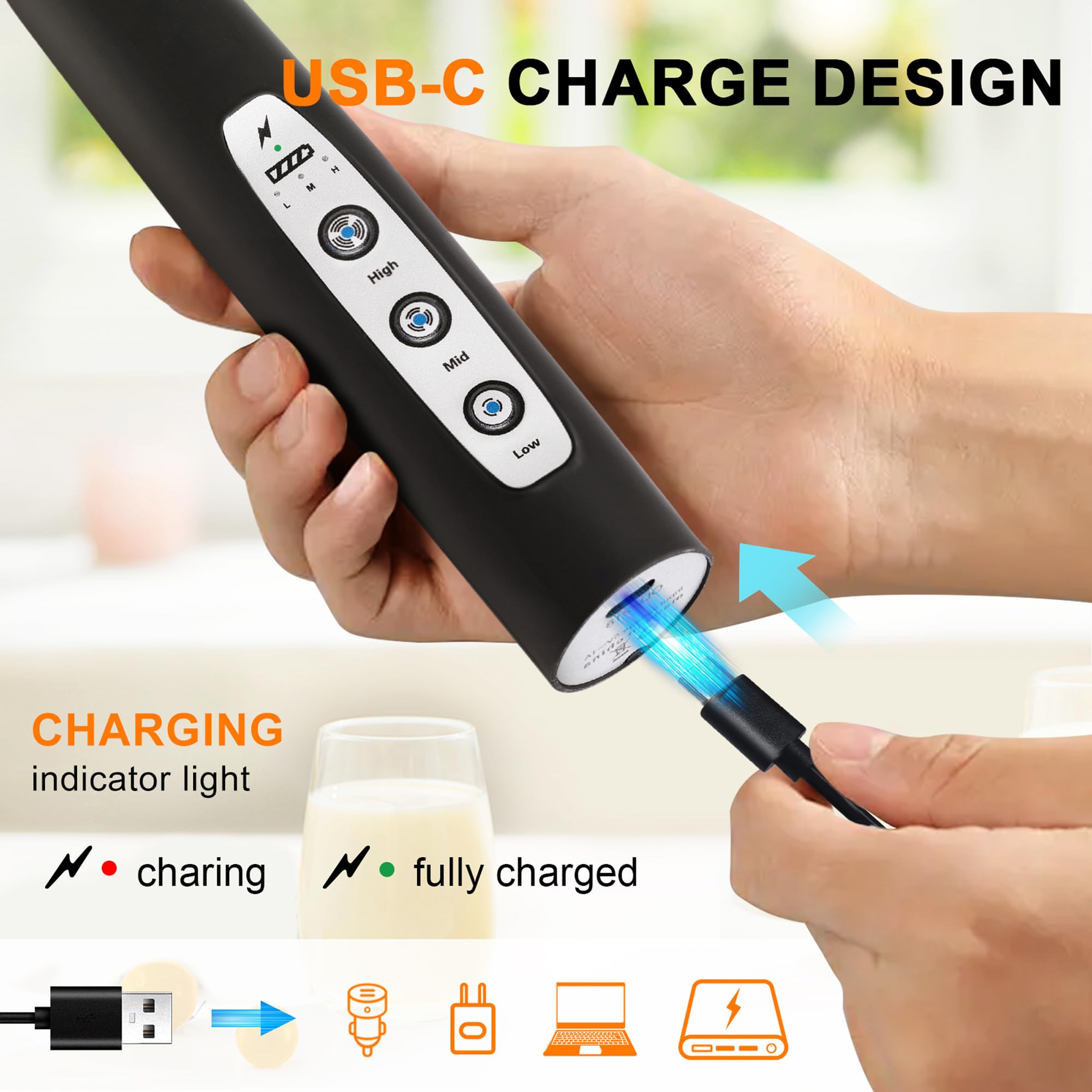 YUSWKO detachable 3 heads enable versatile mixing and blending