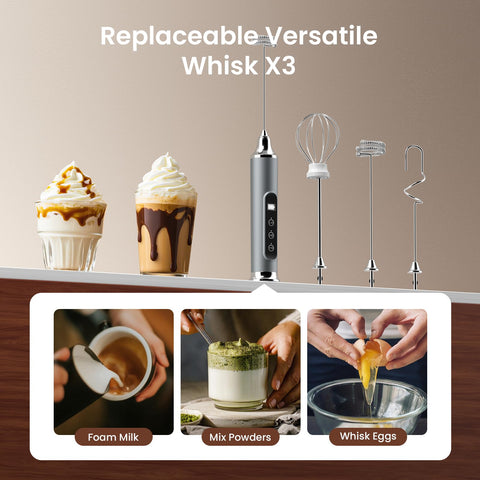 YUSWKO 3-in-1 heads set for frothing, whisking, and blending