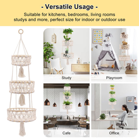 Yuuzue three-tier dimensions help organize fruits and utensils neatly.