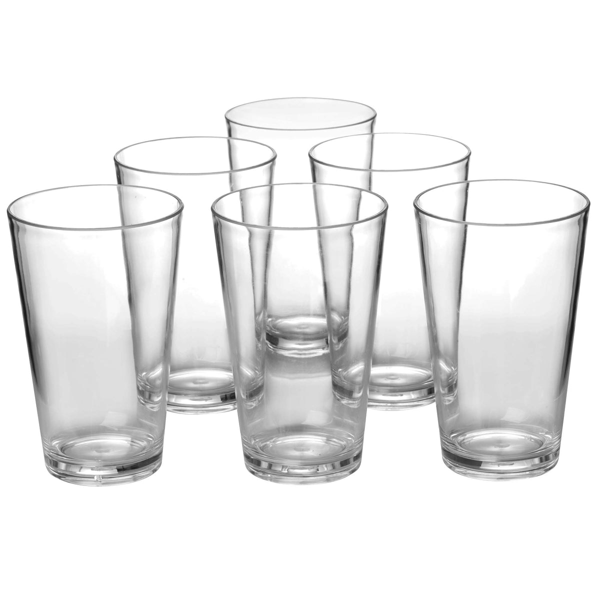 YUYUHUA clear plastic glass showing 18 oz capacity, durable and dishwasher-safe.