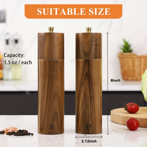 YVake acacia wood grinders close-up highlighting rich grain and durability.
