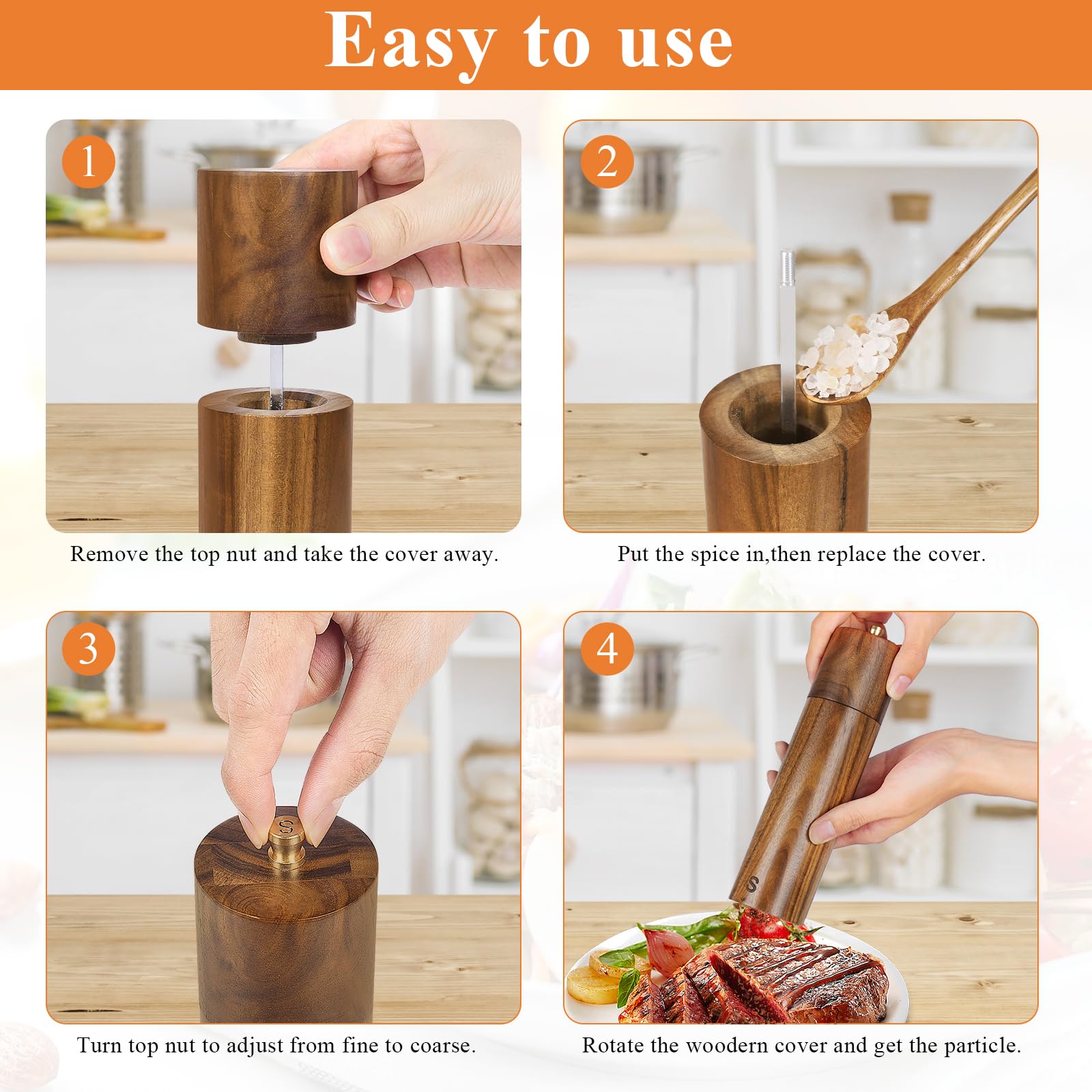 YVake durable acacia wood finish complements modern kitchen decor.