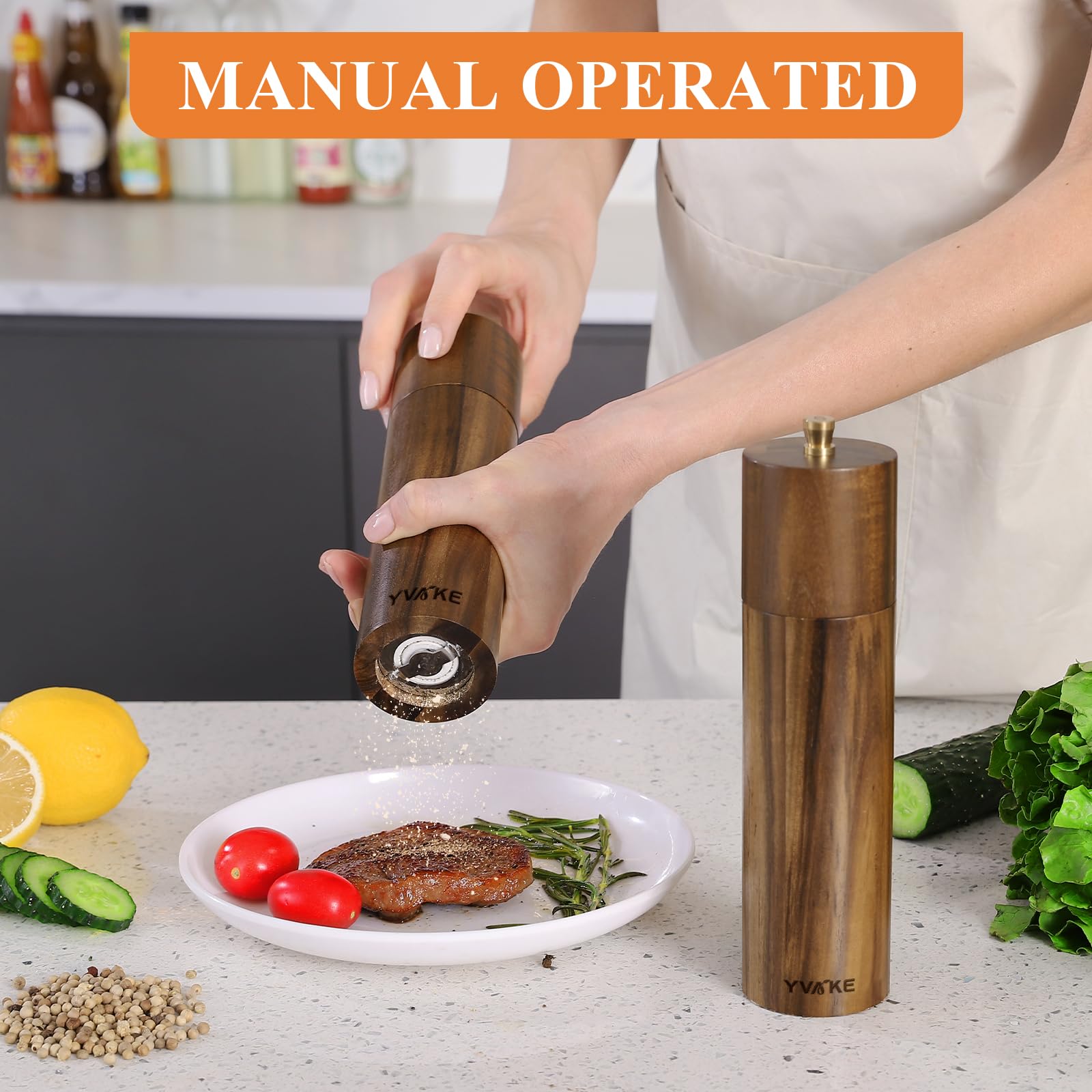 YVake laser-engraved S and P knobs for easy salt and pepper identification.