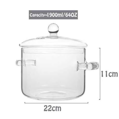 Yvsay borosilicate glass heat-resistant pan ideal for simmering on gas or electric stoves