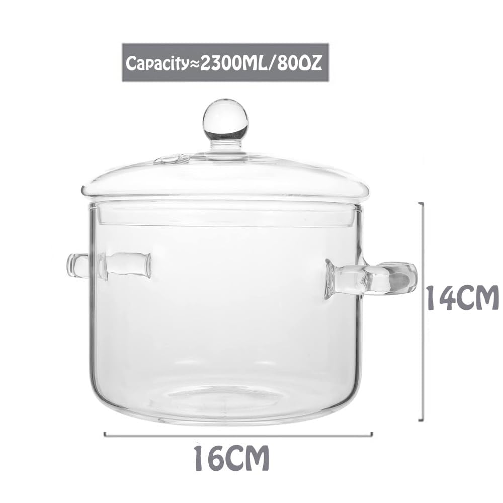 Yvsay clear glass saucepan handle shown for easy grip during simmering.
