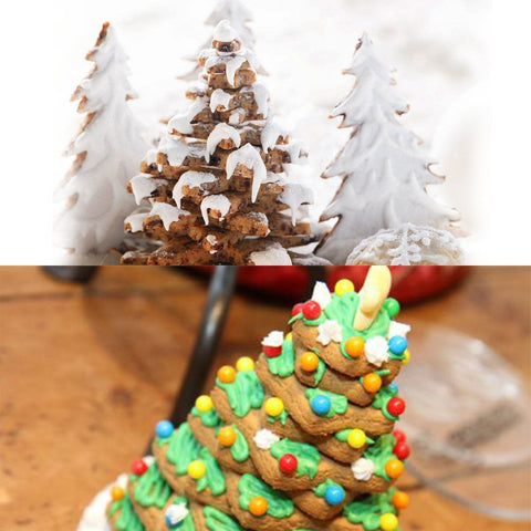 YXChome 3D Christmas tree cutter creates dimensional cookies.