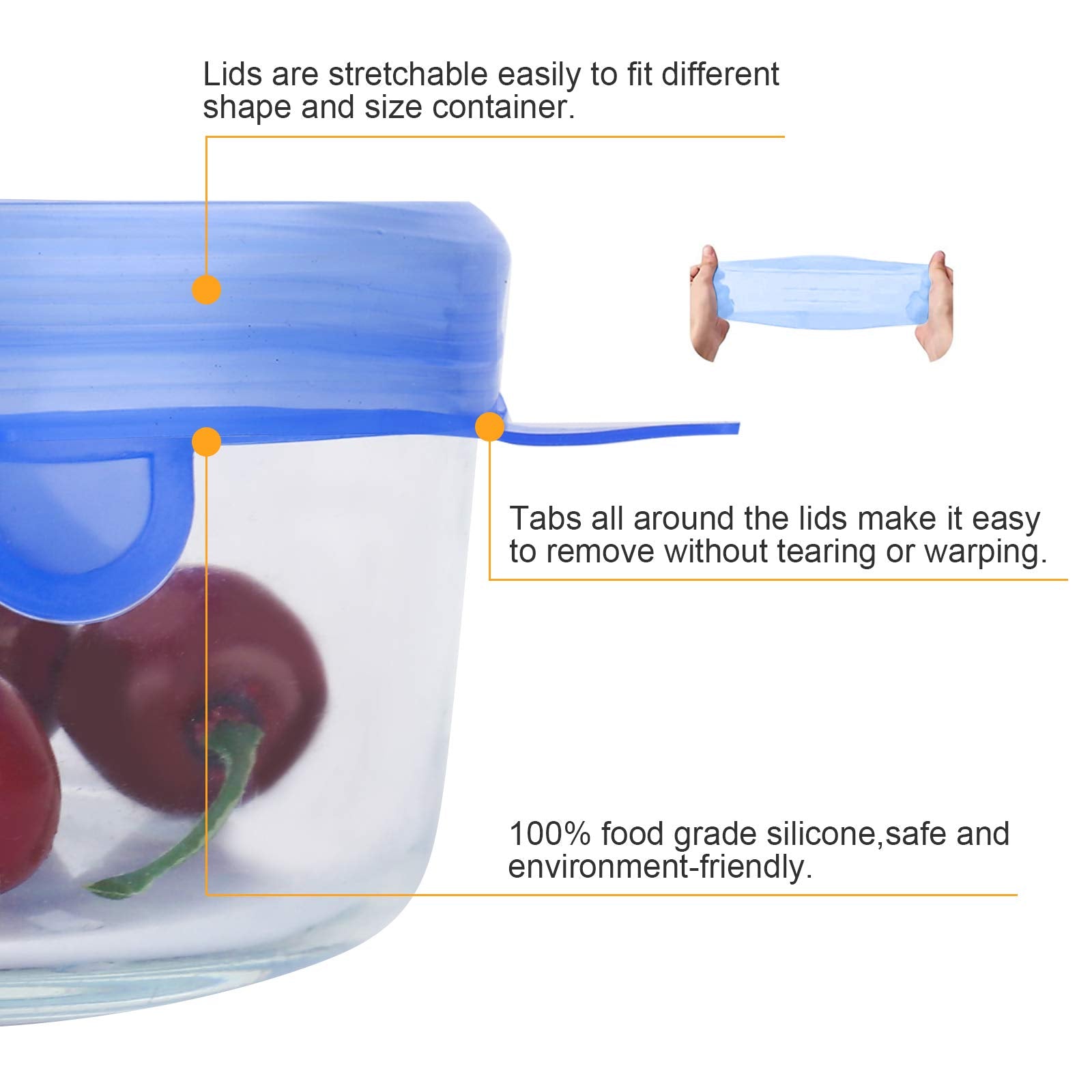 YXYL 6-5 inch stretch lid over a larger container for easy use