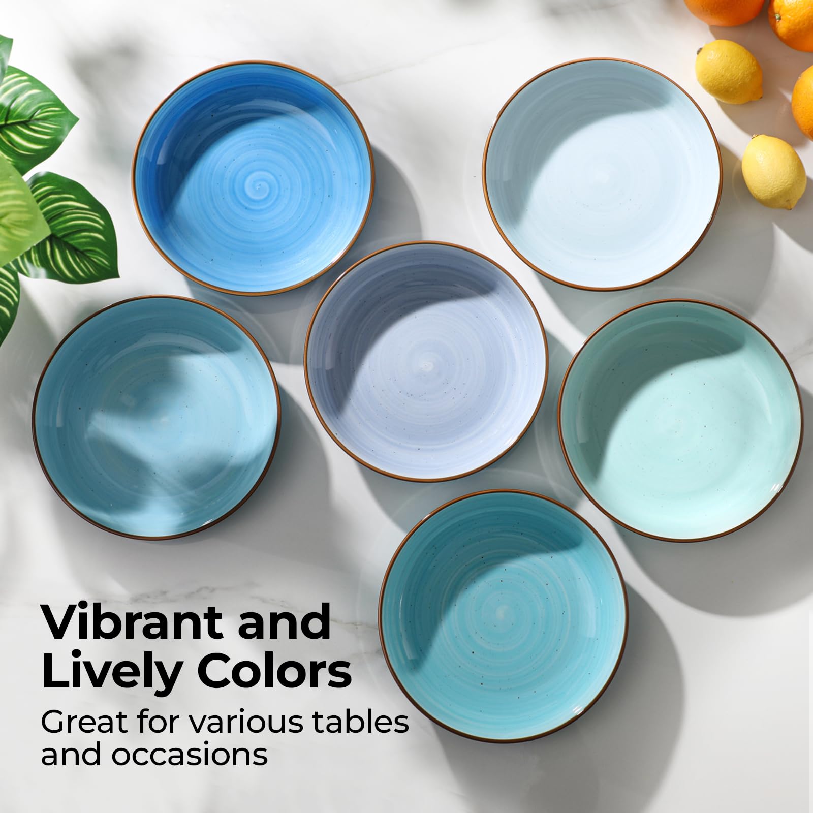 YYHY 8.5-inch pasta bowl filled with pasta for generous servings.