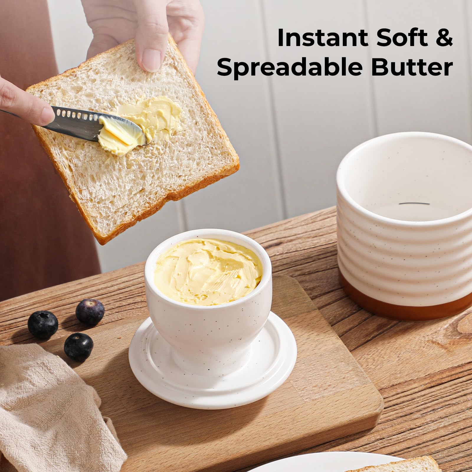 Y YHY porcelain butter keeper is lead-free and easy to clean