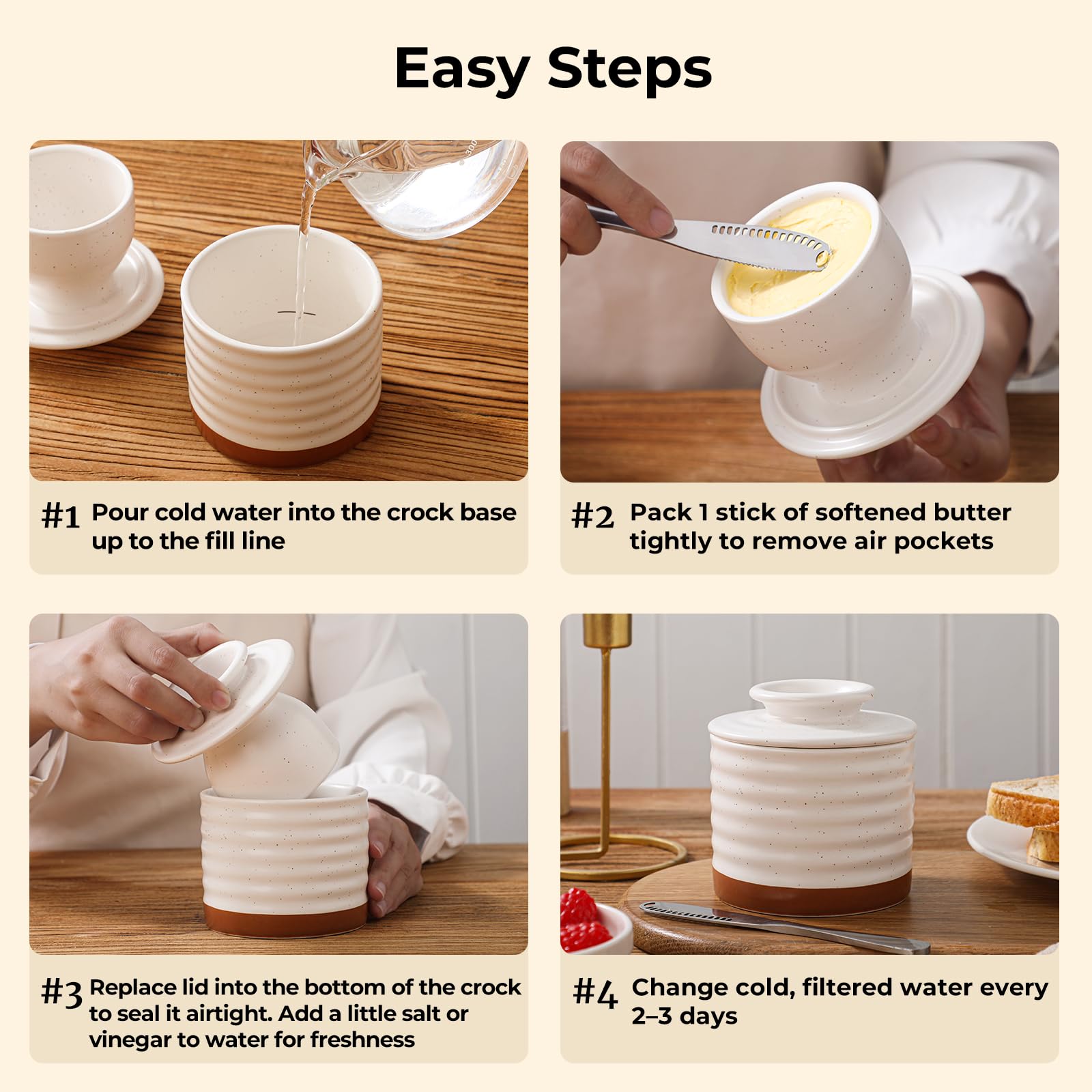 Y YHY butter dish features ring-pattern embossing for classic kitchen appeal