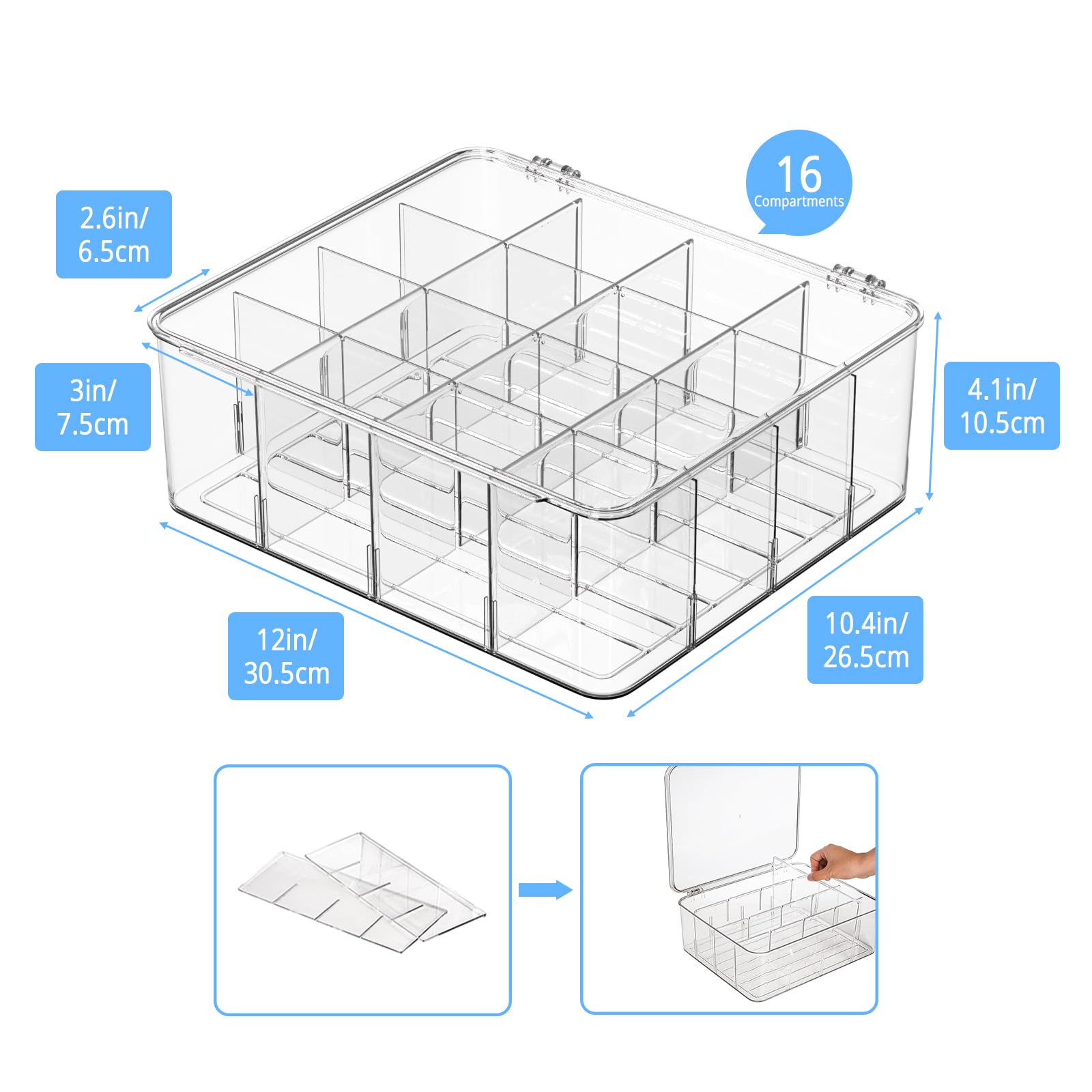 YYICO sixteen grid tea packet organizer for tidy sachets and condiments