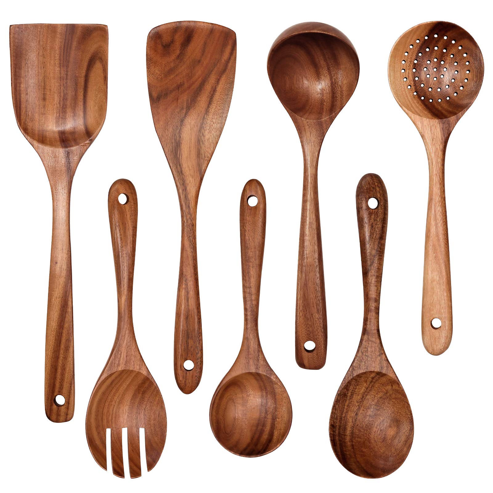 YYLTJR wooden salad spoon with ergonomic grip for smooth tossing.