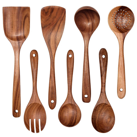 YYLTJR wooden salad spoon with ergonomic grip for smooth tossing.