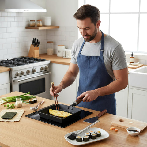 YYMIYU rectangular 9x7-inch design promotes even heating for rolled omelets.