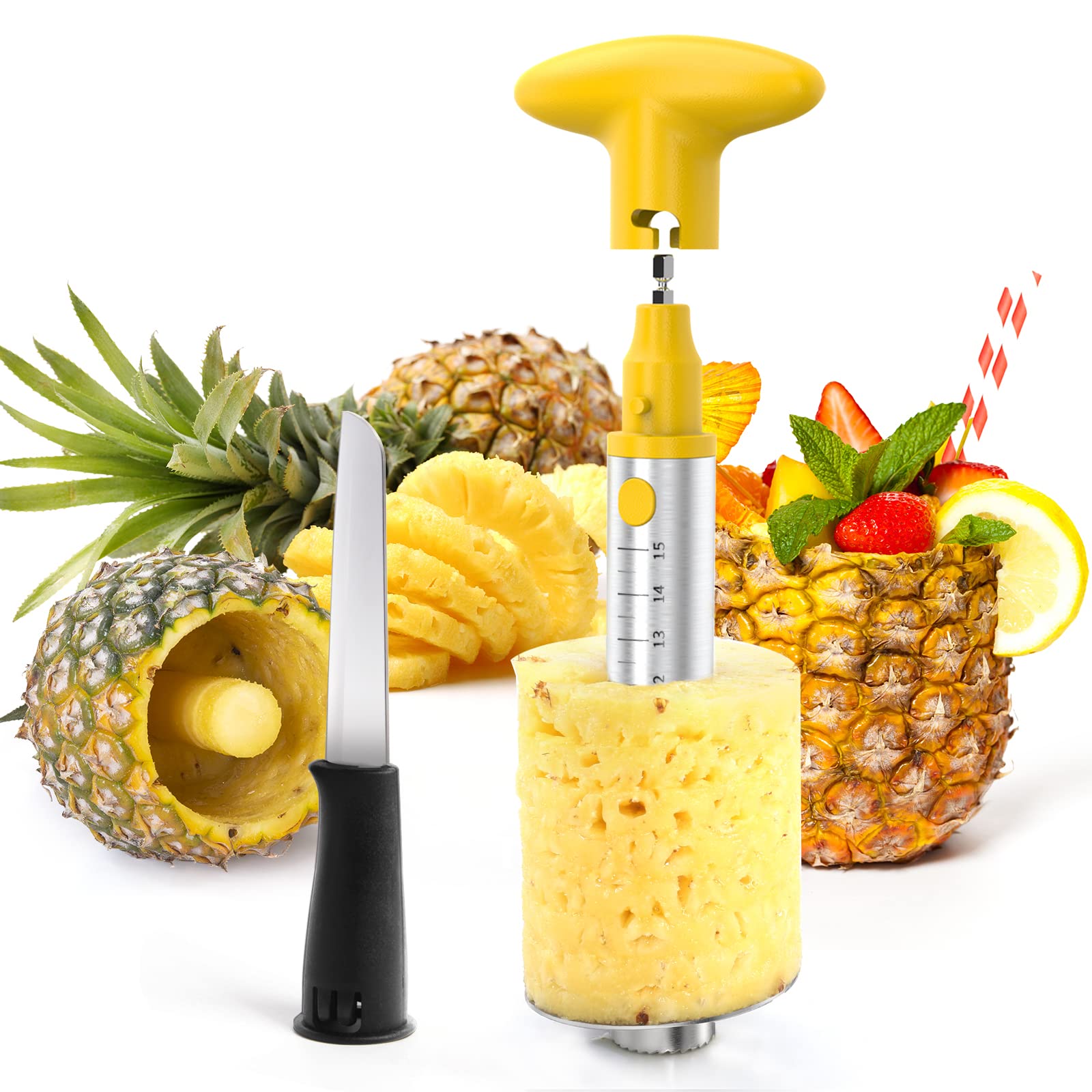 YYP pineapple cutter with detachable knife top-cut view for easy pineapple prep