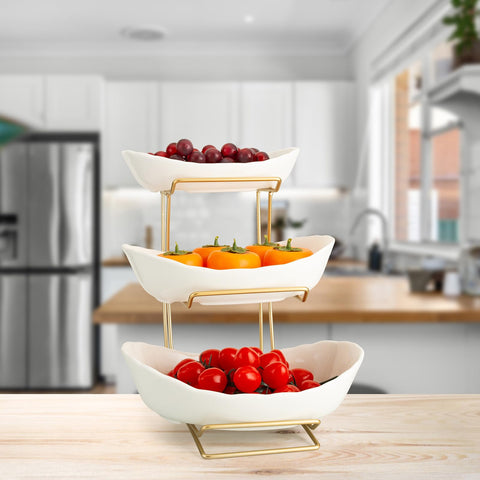 YYW kitchen counter decor with fruit rack adding modern elegance to the space