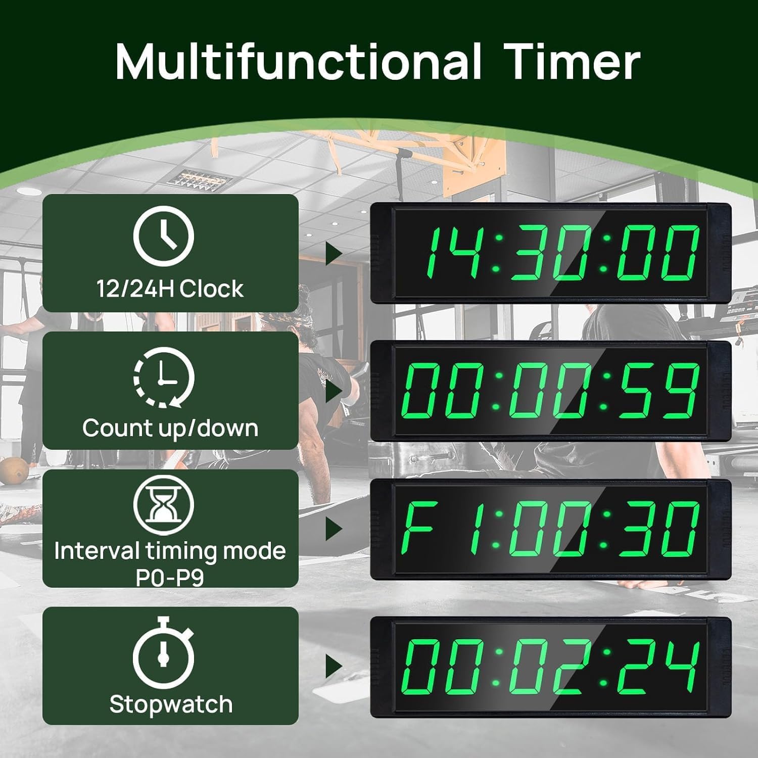 YZ Gym Timer Clock external button design enables convenient on-the-spot control.