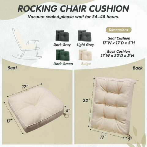 YZ HOME rocking chair cushion back 22x17x5 supports posture during relaxation.