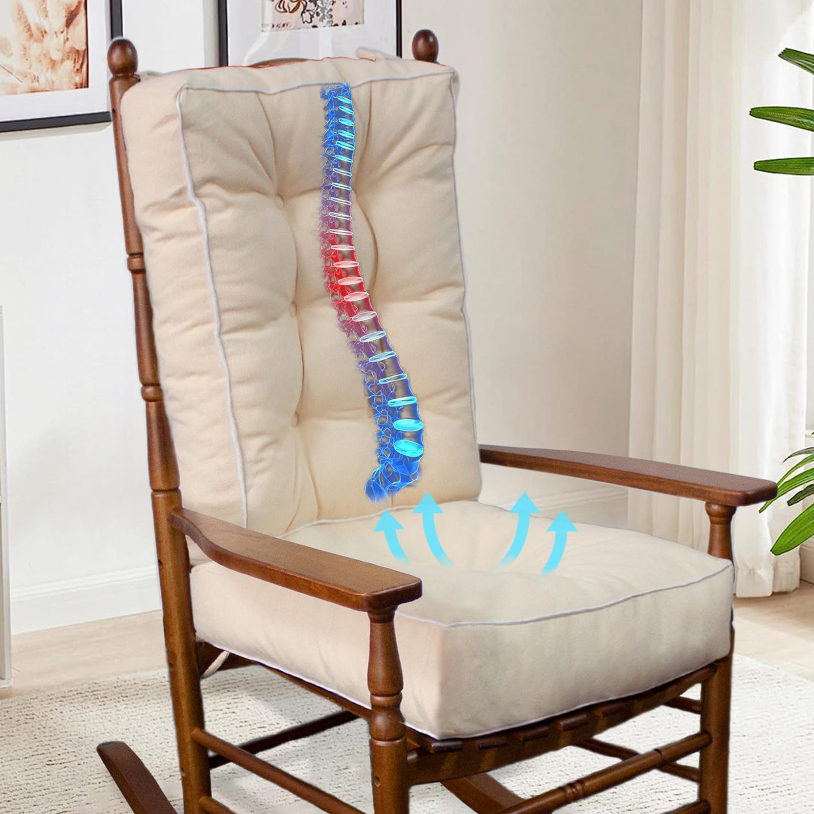 YZ HOME rocking chair cushion seat 17x17x5 for ergonomic comfort.