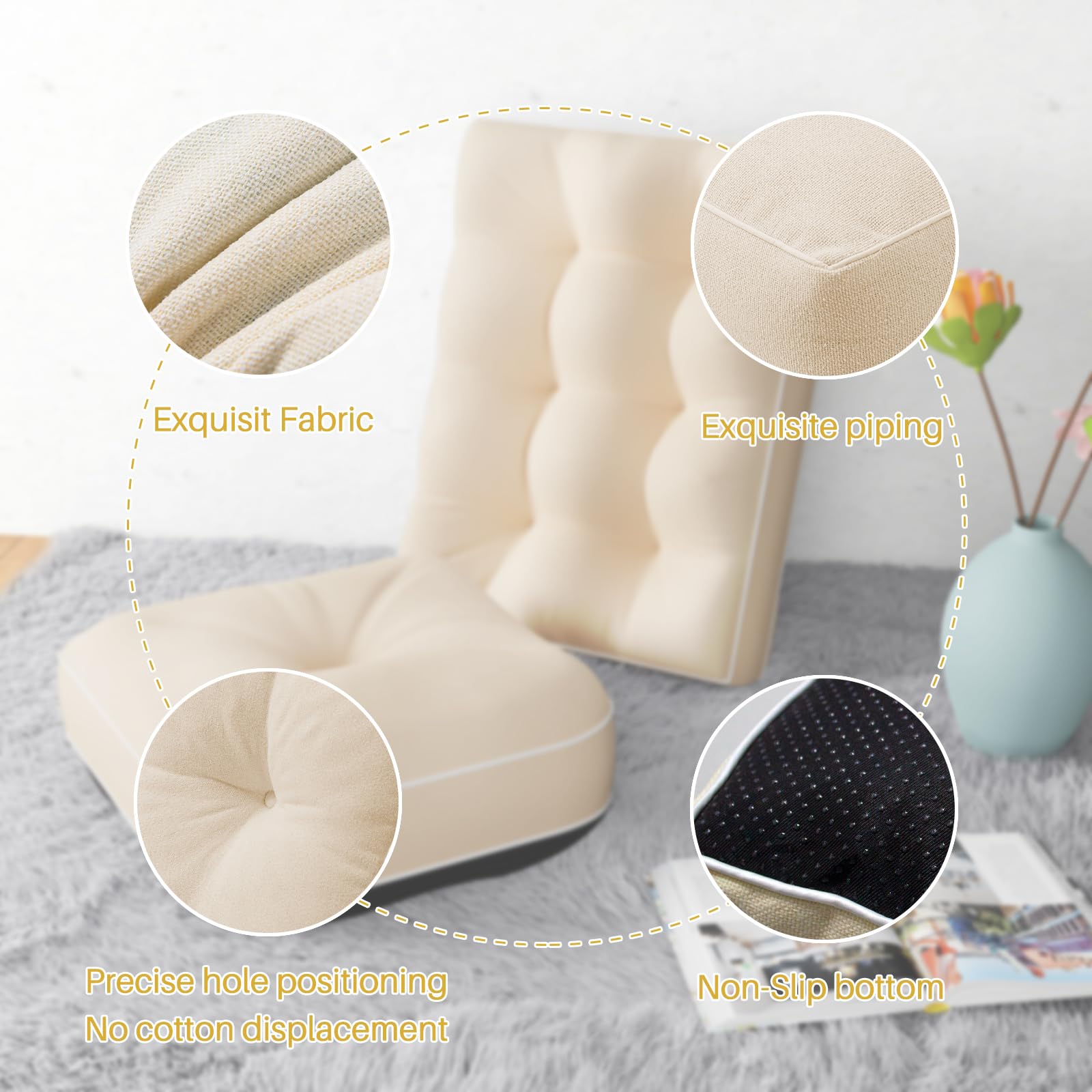 YZ HOME cushion with sturdy ties keeps cushions secure in place.