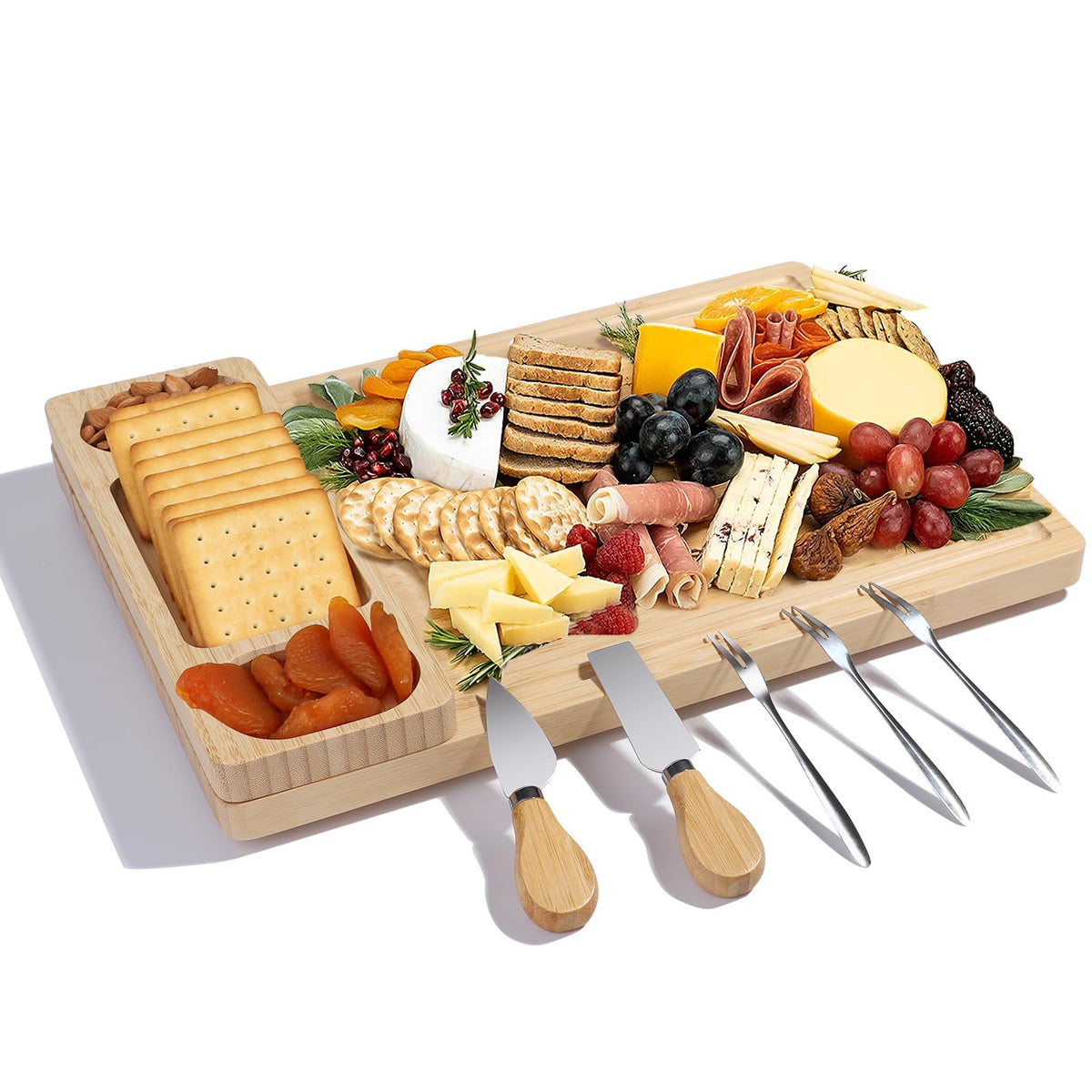 YZS Housm charcuterie board with hidden knife storage for safe entertaining
