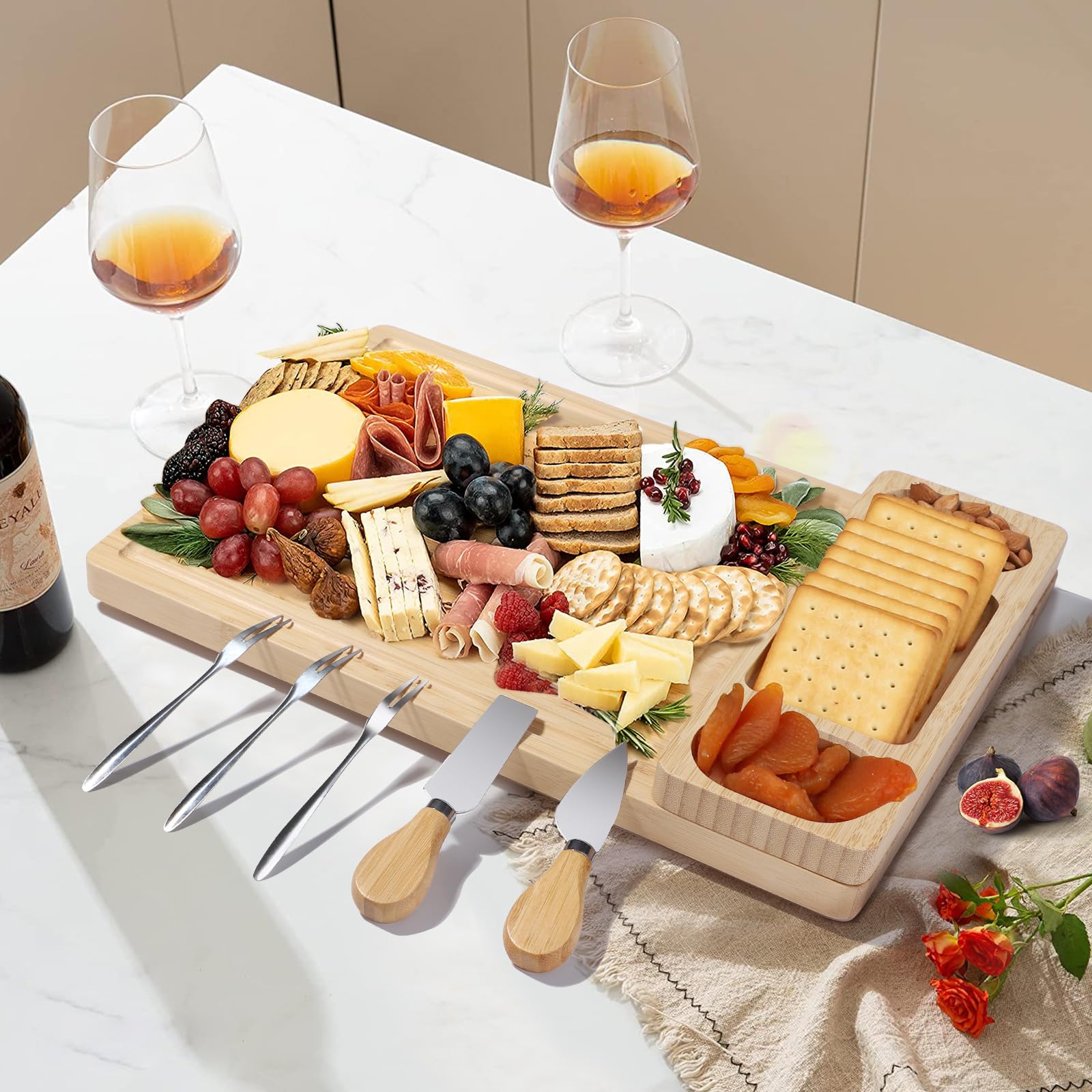 YZS Housm magnetic knife set neatly stored on the board for easy access