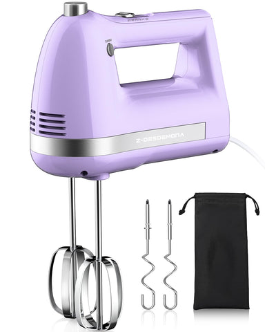 Z-DESDEMONA hand mixer in use with bowl producing smooth batter consistency.