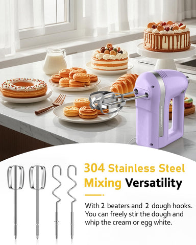 Lightweight design of Z-DESDEMONA hand mixer for comfortable one-handed use.