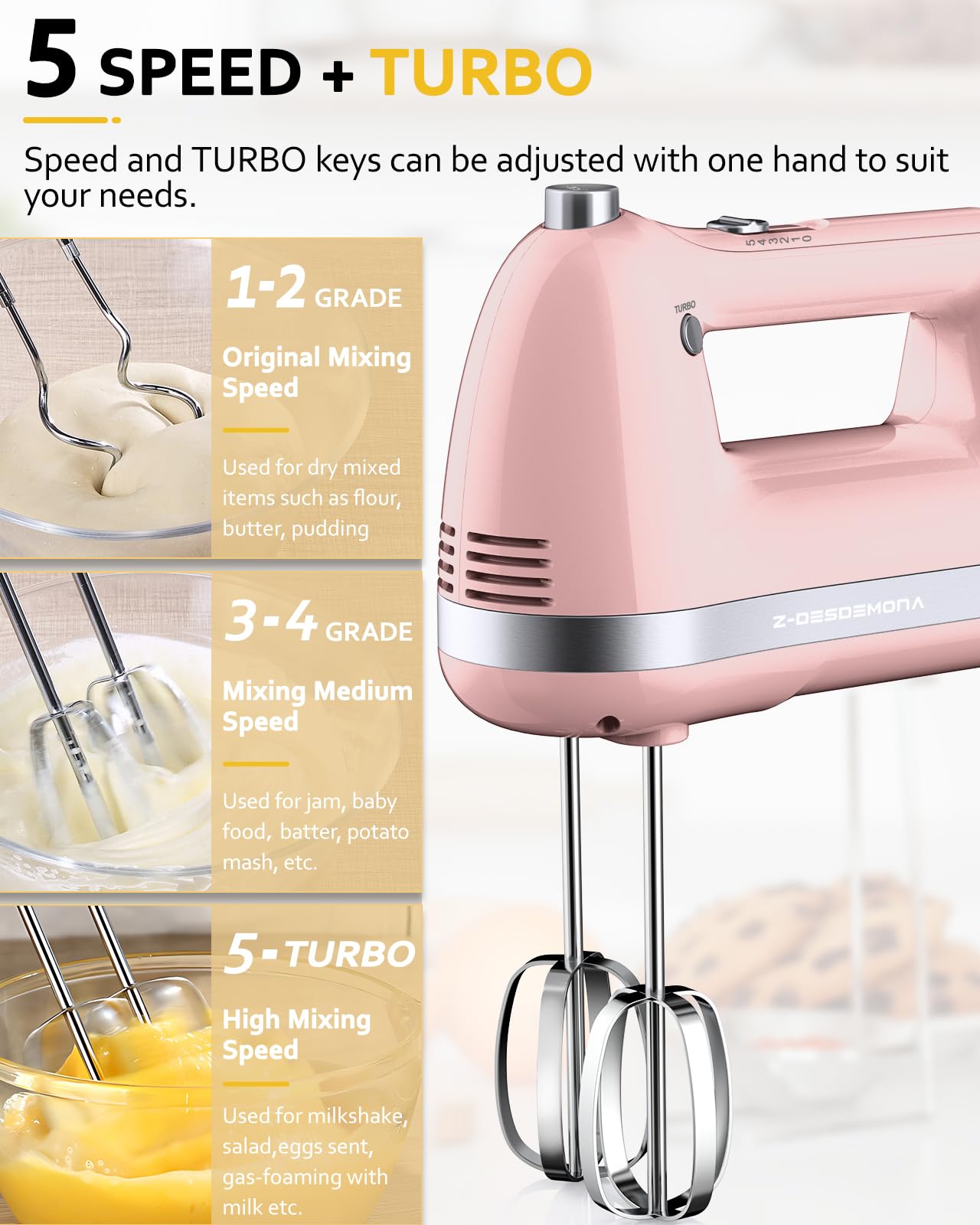Z-DESDEMONA pink mixer shows turbo boost for extra speed