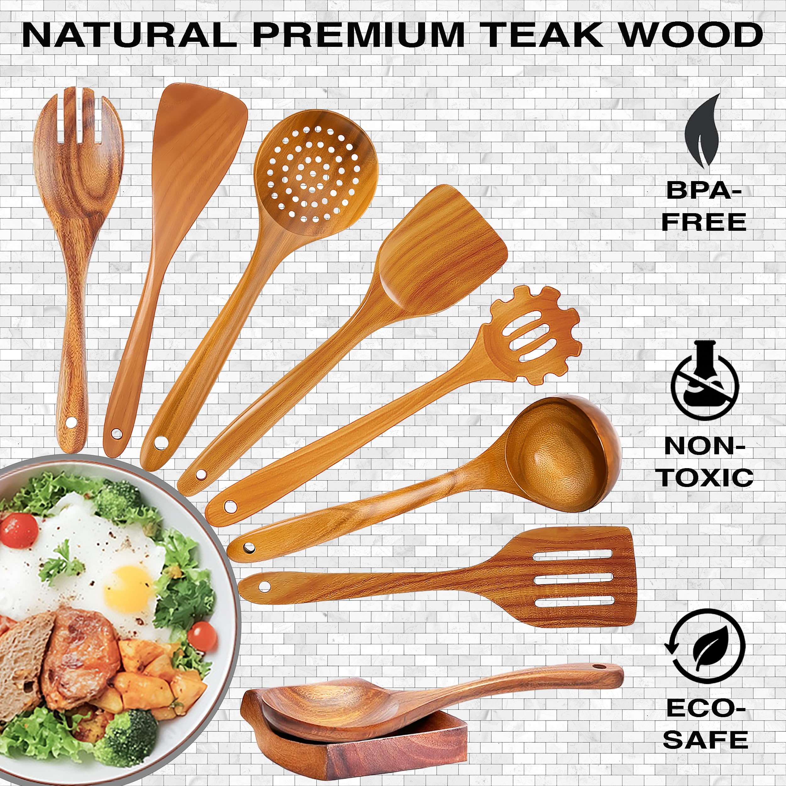 Z&YOU Salad fork in teak for tossing greens and serving.