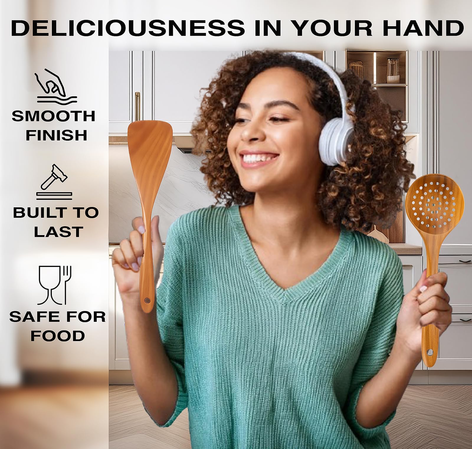 Z&YOU Spaghetti spoon in teak for tidy portions and serving.