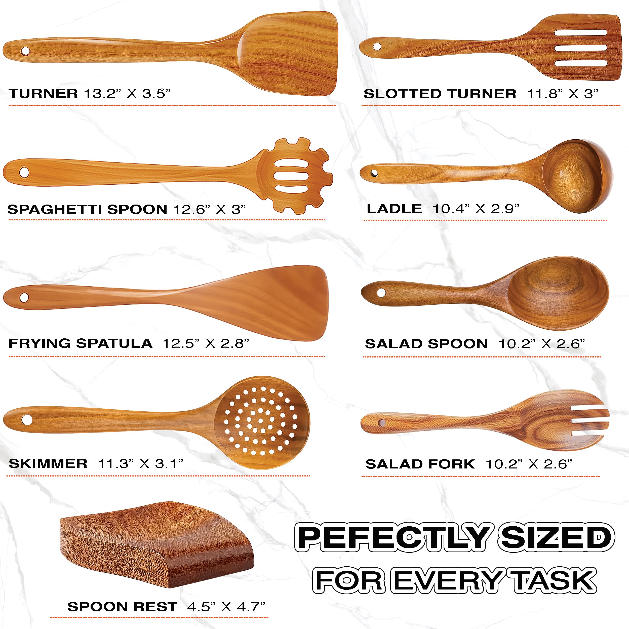 Z&YOU Strainer spoon in teak for rinsing vegetables and ladling.