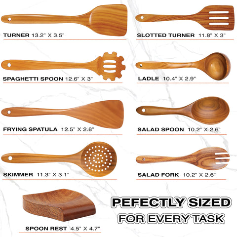 Z&YOU Strainer spoon in teak for rinsing vegetables and ladling.