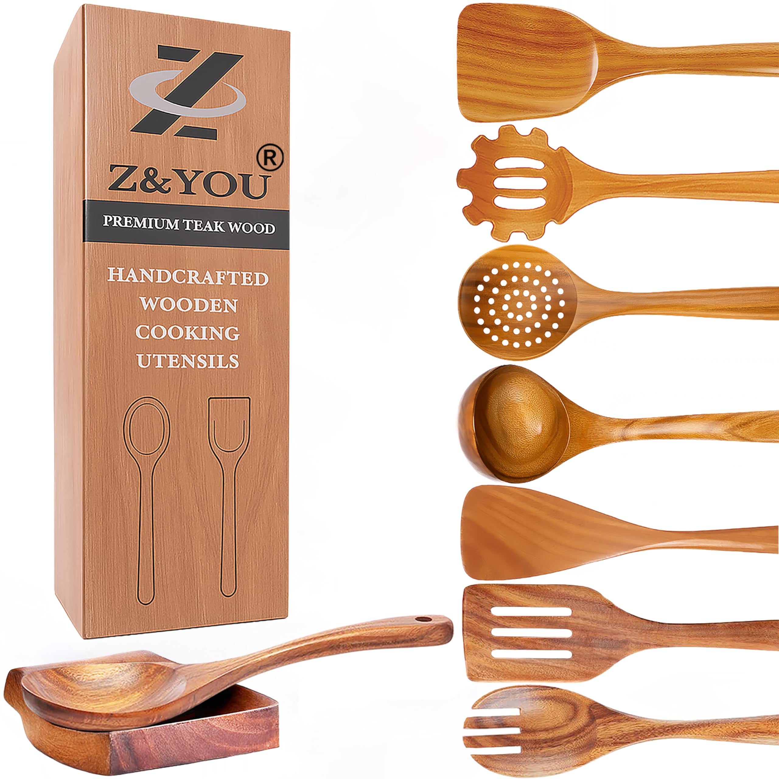 Z&YOU Turner spatula in teak for non-stick pan protection and precise flipping.