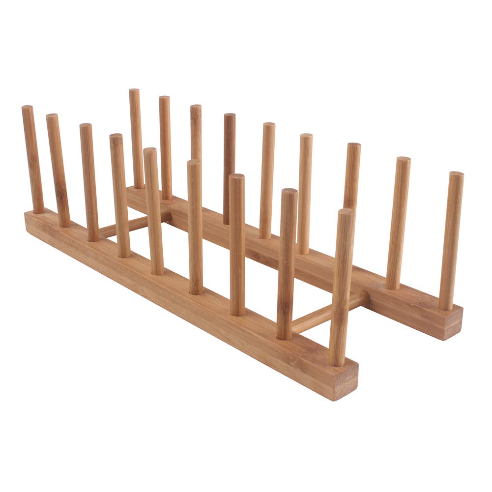Z ZICOME bamboo dish rack with 8 slots organizing plates for easy access