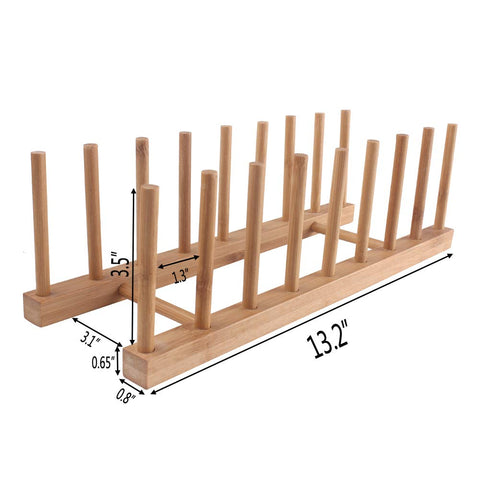 Z ZICOME bamboo dish rack keeps lids and plates neatly separated