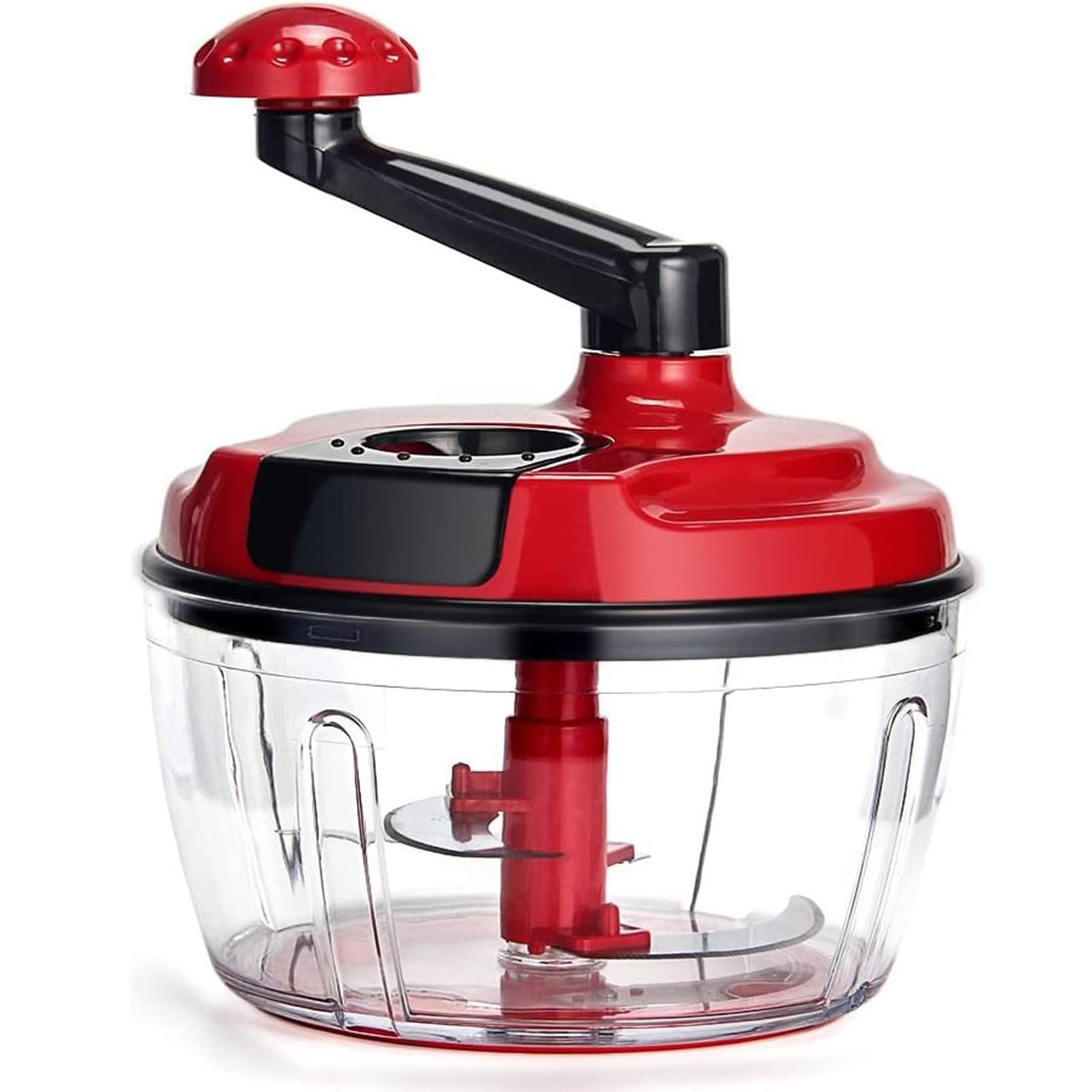 ZABBOW manual handle crank in use for quick, quiet chopping without electricity.