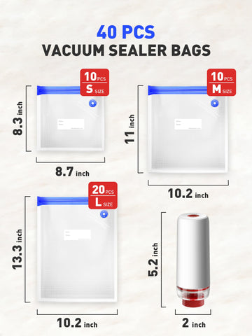 ZABINS 40 reusable vacuum bags pack highlighting eco-friendly storage options.